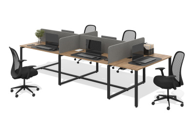 Бенч система на 5 мест (дуб канзас, черный муар, 1200x600, 50x25)