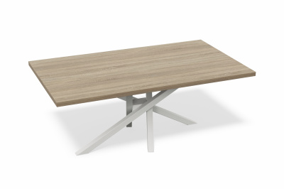 Стол обеденный домашний (шпон натуральный дуб, белый муар)