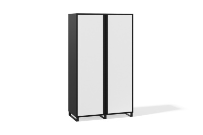 Шкаф для одежды (распашные двери) 600х1200х2094 (Фасад: белый премиум, черный муар, Корпус А: черный графит, Корпус В: черный графит)
