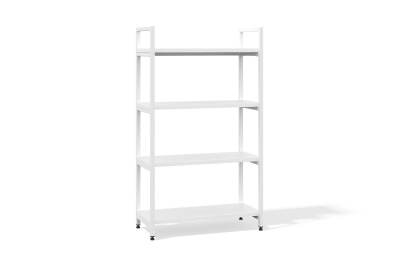 Стеллаж модульный 4 полки со скобой (белый премиум, белый муар, 750x350x1300)
