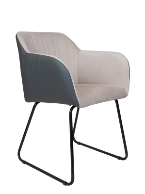 Браво (Бежевая ткань/ Серая экокожа)