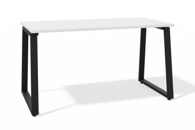 Стол офисный модульный А-образное подстолье (белый премиум, черный муар, 60x30, Без лючка и с креплениями, 1000x600)