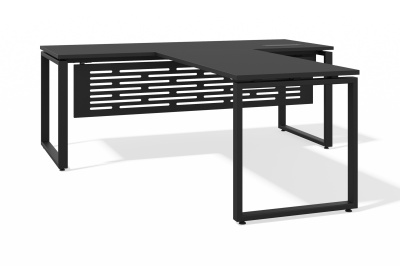 Стол руководителя модульный О-образное подстолье (черный графит, черный муар, 1800x800, Левая, 1400x700, 40x40)