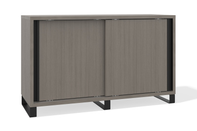 Тумба низкая 450x1230x750 (раздвижные двери) (Фасад: файнлайн средне-серый, Корпус А: файнлайн средне-серый, Корпус В: файнлайн средне-серый, серый муар)