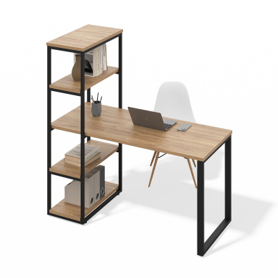 Стол с этажеркой (дуб канзас, черный муар)