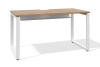 Стол офисный модульный О-образное подстолье (1400x600, дуб канзас, белый муар, 60x30, С лючком и с креплениями)