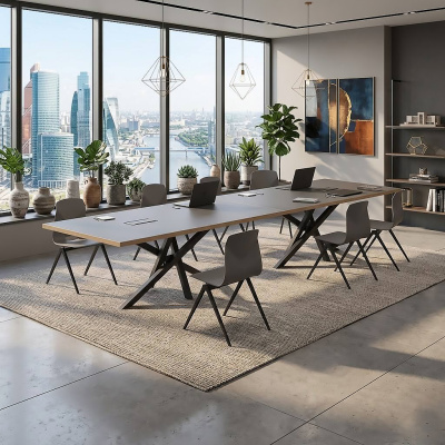 Большой стол для переговоров с системой кабель-менеджмента