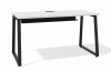 Стол офисный модульный А-образное подстолье (белый премиум, черный муар, 60x30, С лючком и с креплениями, 1200x700)