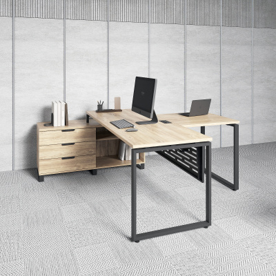 Стол руководителя модульный с опорной тумбой О-образное подстолье