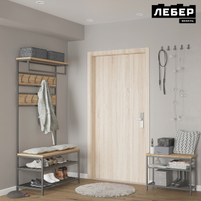 Вешалка для одежды напольная с обувницей и сиденьем