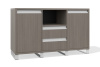 Тумба низкая 450x1230x750 (2 двери, 2 ящика) (Фасад: файнлайн средне-серый, Корпус А: файнлайн средне-серый, Корпус В: файнлайн средне-серый, белый муар)