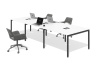 Бенч система на 6 рабочих мест П-образное подстолье (белый премиум, серый муар, без центрального экрана, 1800x600, 50x25)