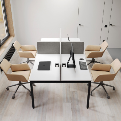 Бенч-система на 4 рабочих места П-образное подстолье