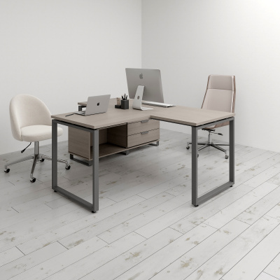 Стол руководителя модульный с опорной тумбой О-образное подстолье