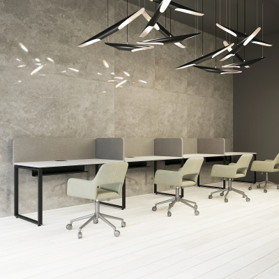 Бенч система на 4 места в один ряд О-образное подстолье