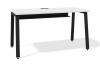 Стол офисный модульный Л-образное подстолье (2000x700, белый премиум, черный муар, 60x30, С лючком и с креплениями)