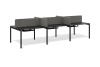 Бенч система на 6 рабочих мест П-образное подстолье (черный графит, черный муар, 1200x700, 40x40)