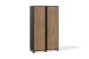 Шкаф для одежды (распашные двери) 600х1200х2094 (Фасад: дуб канзас, черный муар, Корпус А: черный графит, Корпус В: черный графит)