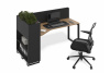 Стол офисный с кашпо (дуб канзас, Фасад: дуб канзас, черный муар, Кашпо без ящиков, Правая)