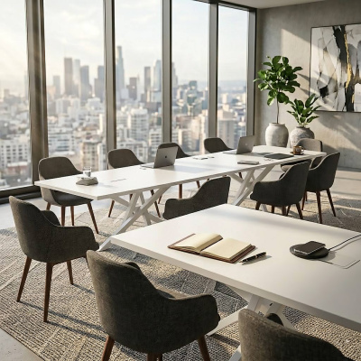 Большой стол для переговоров с системой кабель-менеджмента