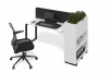 Стол офисный с кашпо (белый премиум, Фасад: белый премиум, белый премиум, черный муар, Кашпо без ящиков, Левая)