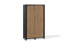 Шкаф для одежды (раздвижные двери) 600х1200х2100 (Фасад: дуб канзас, Корпус А: черный графит, Корпус В: черный графит, черный муар)