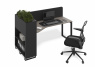Стол офисный с кашпо (файнлайн средне-серый, Фасад: файнлайн средне-серый, черный муар, Кашпо без ящиков, Правая)