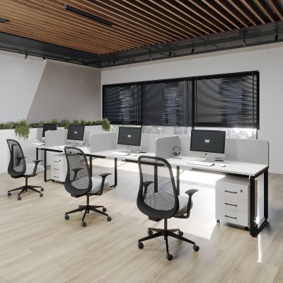 Бенч система на 4 места в один ряд О-образное подстолье