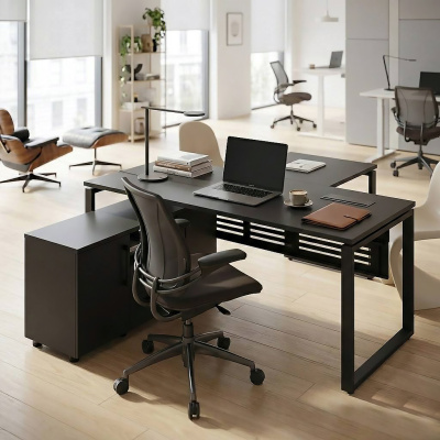 Стол руководителя модульный О-образное подстолье с тумбой Гамбург